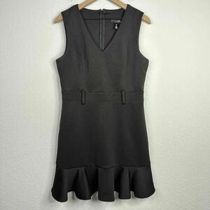 Aqua Dress Women's Large‎ Black Ruffle Sleeveless Shift Ruffle A-Line Career